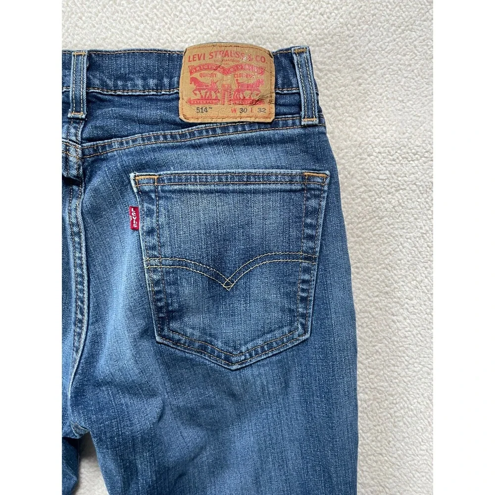 Levi's Mens 30x30 514 Straight Fit Jeans Blue Medium Wash Denim Stretch